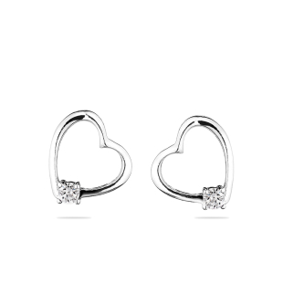 Silver Earrings with zircons END607E Swan