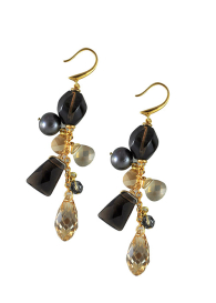 Gold plated earings with quartz and Swarovski elements Dannyra Jewels