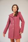 Rose ash woolen coat with hood for women 12106-807