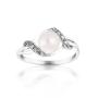 Silver ring with white freshwater pearl and zircons SR0022W Swan