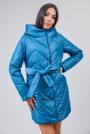 Women's blue long fur coat type winter jacket 22203-504