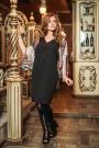 Women in black dress with chiffon sleeves Avangard