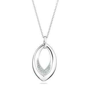 Silver necklace with zircons JT8292N Swan