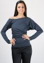 Dark grey tunica-blouse with nude shoulder Basic Line