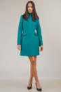 Women's straight coat with pockets in emerald color 12208-508