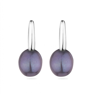 Silver Earrings with natural black pearls CAA090EB Swan