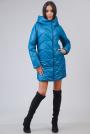 Women's blue long fur coat type winter jacket 22203-504