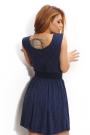 Dress in dark blue with lace and belt