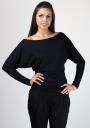 Bluza neagra din tricot de bumbac Basic Line