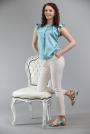 Blouse in blue aqua with short sleeves 81909-408