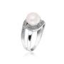 Silver ring with white freshwater pearl and SR0029W Swan