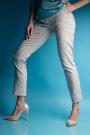 Women's elegant trousers in beige with blue thread 61012-833