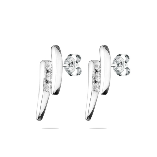 Silver Earrings with zircons END467E Swan