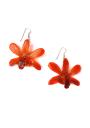 Earrings With Real Orchid In Orange Colour Dannyra Jewels