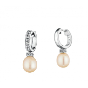 Silver Earrings with natural white pearls IE0397W Swan