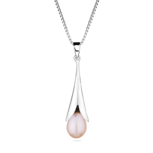 Silver necklace with natural pink pearl IEP0342P Swan