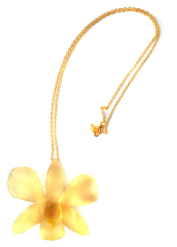 Necklace With Real Orchid In Vanilla Colour Dannyra Jewels