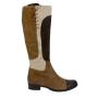 Women's leather boots with brown and beige patches 34165