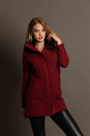 Women's winter coat in cherry marsala color 12304-603