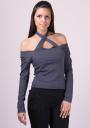 Dark Grey Blouse with Effect on the Neck Basic Line