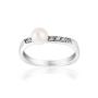 Silver ring with white freshwater pearl and zirconium SR0287W Swan