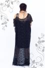 Maxi dress of black lace with flower decoration Ilina fashion