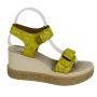 Women's yellow leather sandals with flowers print 33737