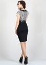 Women's black skirt dress with jacquard top and leather elements BF RUMENA