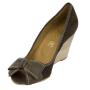 Women's open toe brown perforated shoes 32860