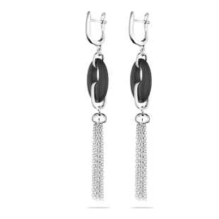 Silver Earrings with onix GL1733E Swan