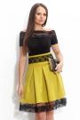 Flared skirt with lace color mustard