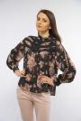 Ladies sheer black blouse flowers 8210-1