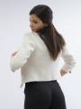 Women's jacquard jacket in ecru color with brooch 42001-250