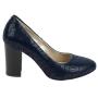 Women's elegant blue suede printed leather shoes