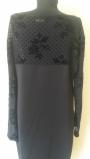 Women's black dress with lace front and sleeves Rumena