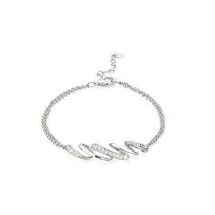 Silver bracelate spiral with zircons JT7450B Swan