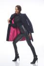 Elegant black wool coat and cashmere 12008-3