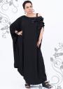 Black maxi dress with handmade decorations and dialed sleeve Ilina