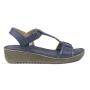 Women's casual low leather sandals in blue color 4626-166BLUE