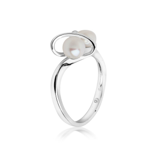 Silver ring with white pearls and zirconium FN562RW Swan