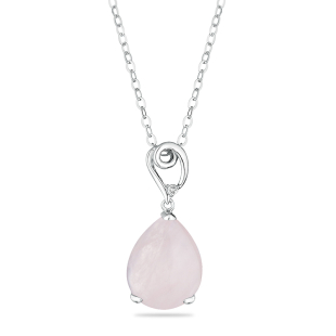 Silver necklace with pink quartz GL779RN Swan