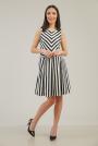 Elegant formal dress in black and white stripes 72142-161