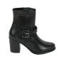 Women's leather elegant low heels boots with decorative braid 32443