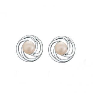 Silver Earrings with natural white pearls SE0311W Swan