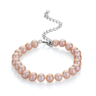 Bracelate with fresh water pink pearls 7,5-8mm R04378BR Swan