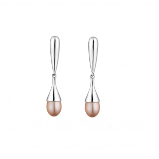 Silver Earrings with natural pink pearls IE0369L Swan