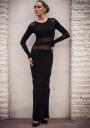 Black long woven dress with two slits Z13