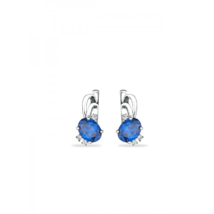 Silver earrings with sapphire and zircons SAP167E Swan