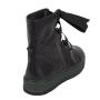 Women's black leather boots with textile ties 20426