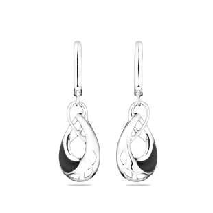 Silver Earrings with black lapis GL1219E Swan